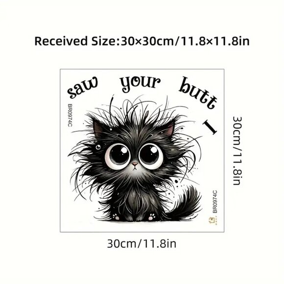 I saw your butt Cat Kitty Bathroom Humor!  toilet lid or tank sticker - Picture 4 of 4